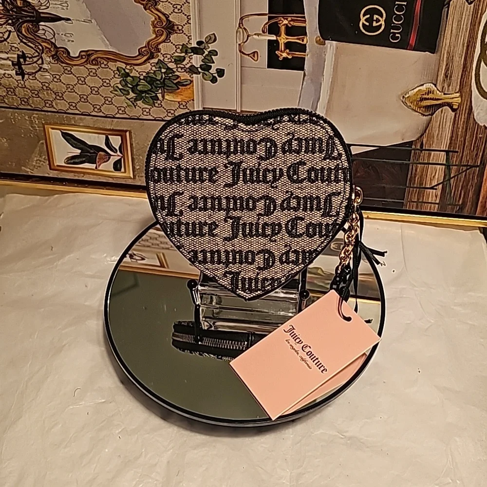 JUICY COUTURE Black Beige  Tame Her Heart Zip Around Wallet/Wristlet - Picture 5 of 10